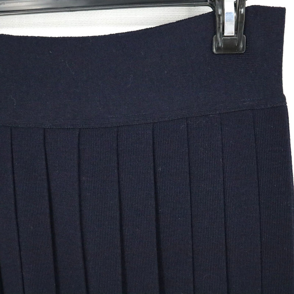 Laurel Escada Sweater Skirt Womens 8 US 40 EU Navy Blue Wool Knit Pleated Vtg - Picture 6 of 9